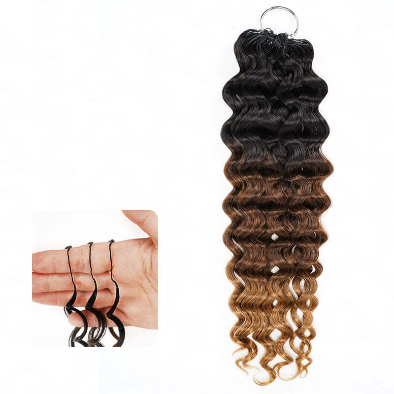B3G1|Ombre #T1B/30 Small Kinky Curly Feather Crochet Human Hair
