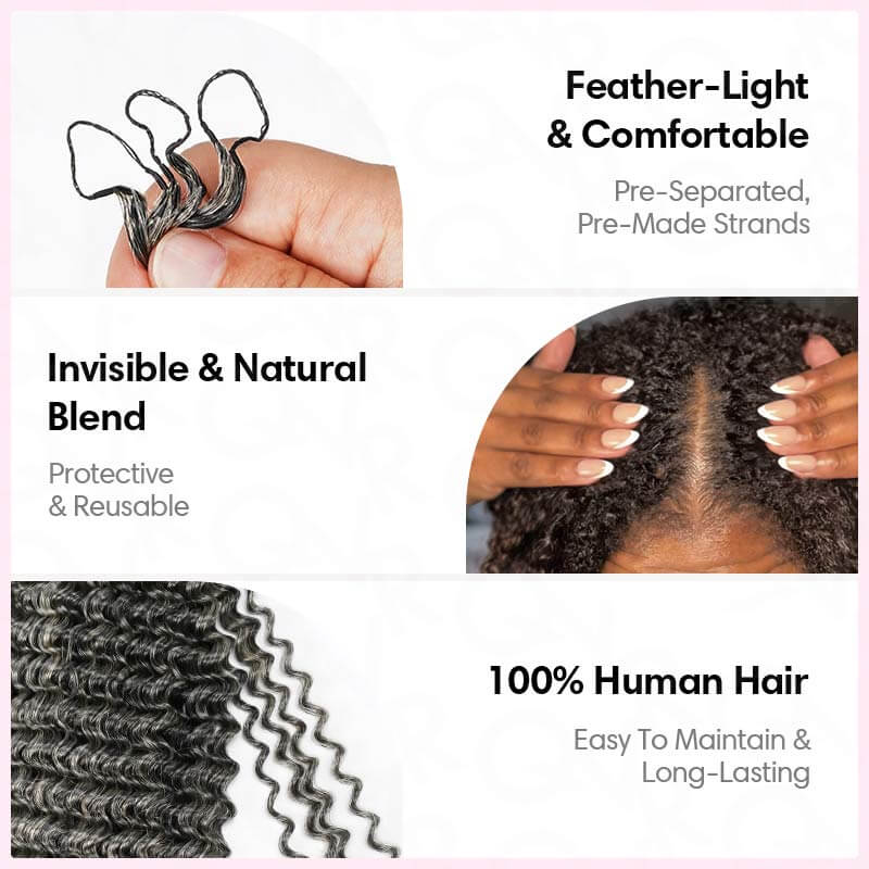 $100off Member Sale| Salt Pepper Small Kinky Curly Crochet Weave Hair Extensions