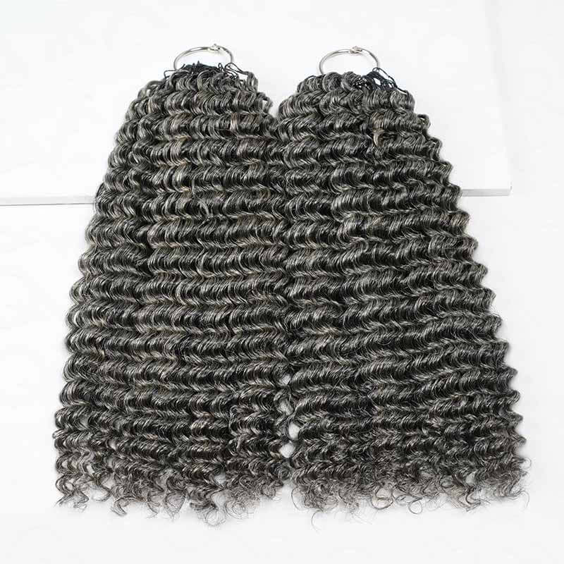 P3G5|Salt Pepper Small Kinky Curly Feather Crochet Human Hair