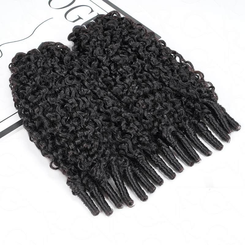 B3G1|QVR Burmese Curly Hair Bundle With Spiral curls Double Drawn Virgin Human Hair Weave