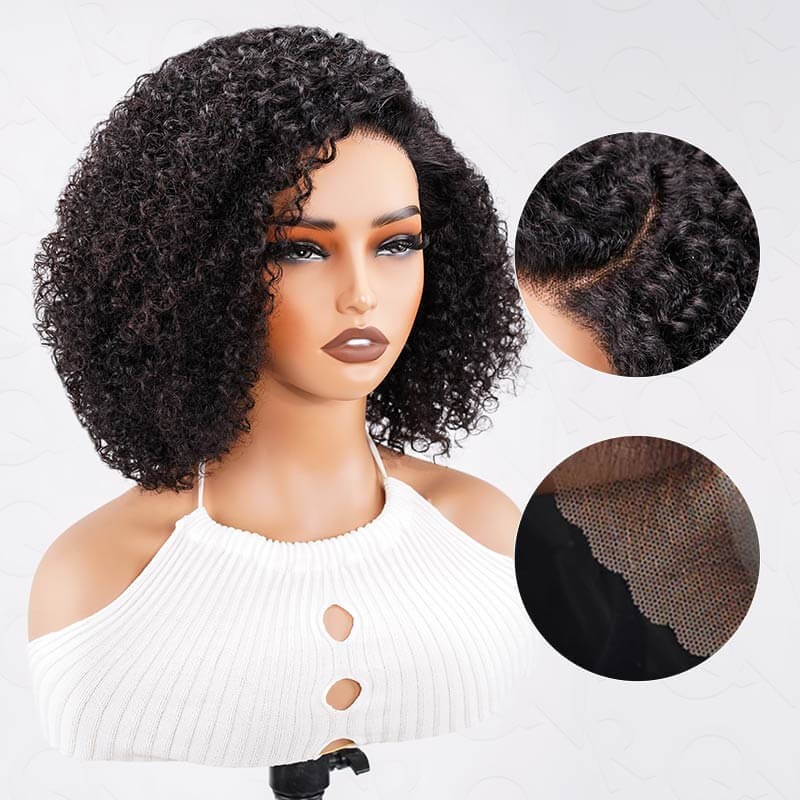 US Only|QVR #1B Side Part Short Cut Curly Wig
