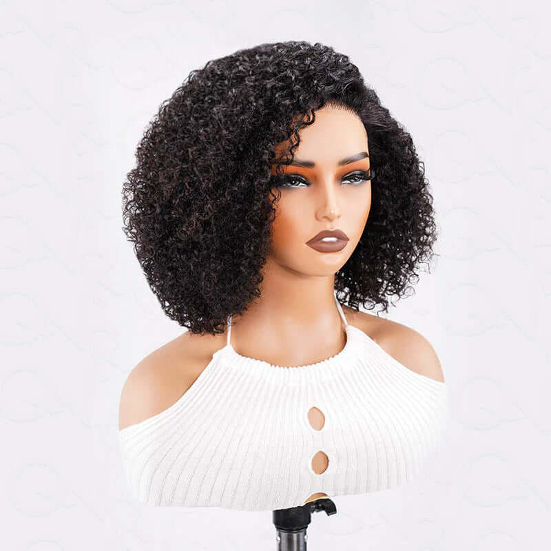 US Only|QVR #1B Side Part Short Cut Curly Wig