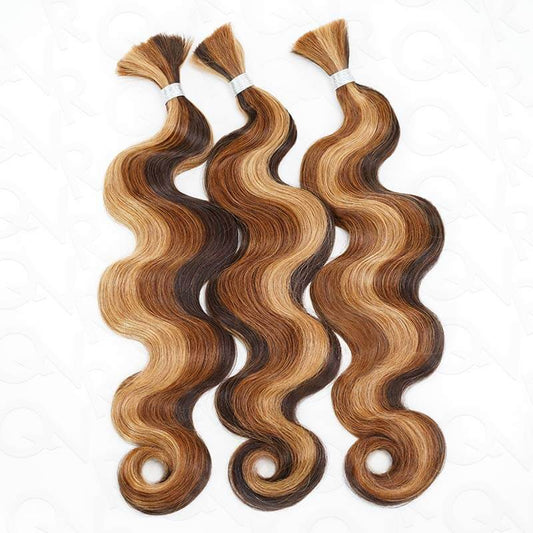 Venta Flash|QVR #P4/30/27 Trenzas Bohemias sin Nudos con Ondas Corporales Cabello Humano a Granel para Trenzar