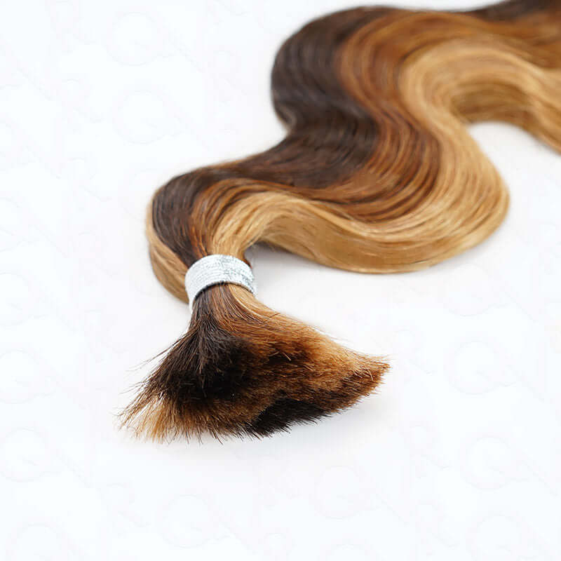 B3G1|QVR Brown Highlight Body Wave #P4/30/27 Human Bulk Hair for Braiding