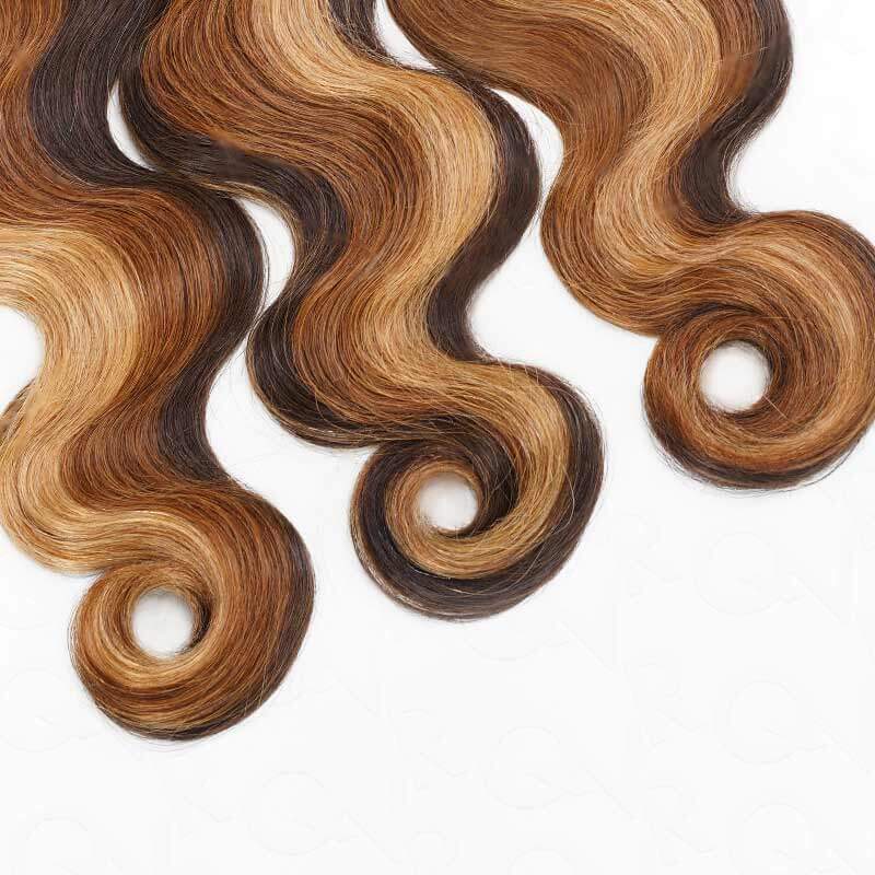 B3G1|QVR Brown Highlight Body Wave #P4/30/27 Human Bulk Hair for Braiding