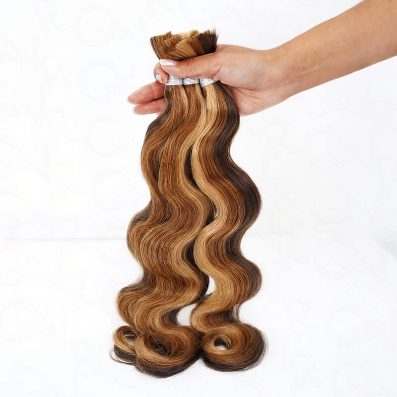B3G1|QVR Brown Highlight Body Wave #P4/30/27 Human Bulk Hair for Braiding