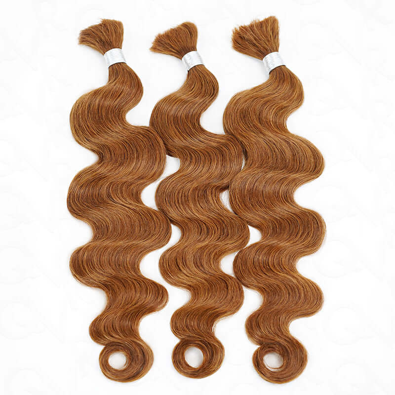 B3G1|QVR Auburn Brown Body Wave Bulk Human Hair Extensions for Boho Knotless Braiding
