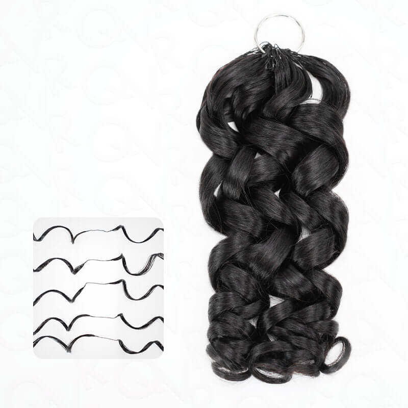QVR French Curl Human Crochet Hair Machine Made Natural Black Feather Crochet Human Hair Extension