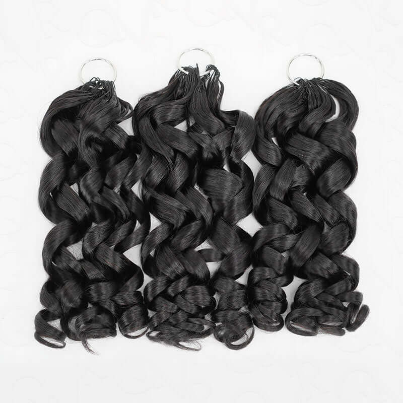QVR French Curl Human Crochet Hair Machine Made Natural Black Feather Crochet Human Hair Extension