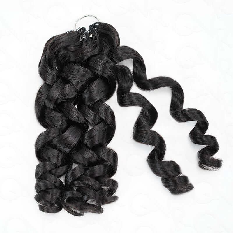 QVR 1 Pack Multi-Textures Natural Black Feather Crochet Human Hair Extension