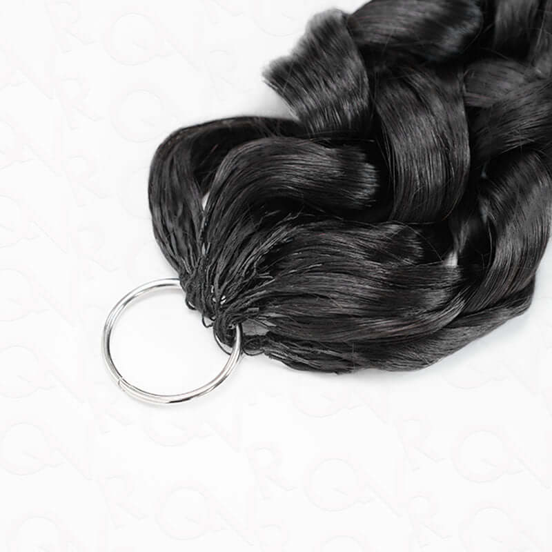 QVR French Curl Human Crochet Hair Machine Made Natural Black Feather Crochet Human Hair Extension