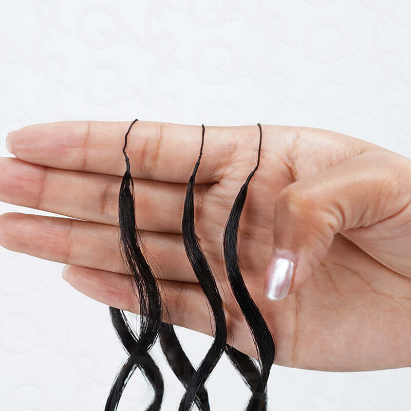 QVR French Curl Human Crochet Hair Machine Made Natural Black Feather Crochet Human Hair Extension