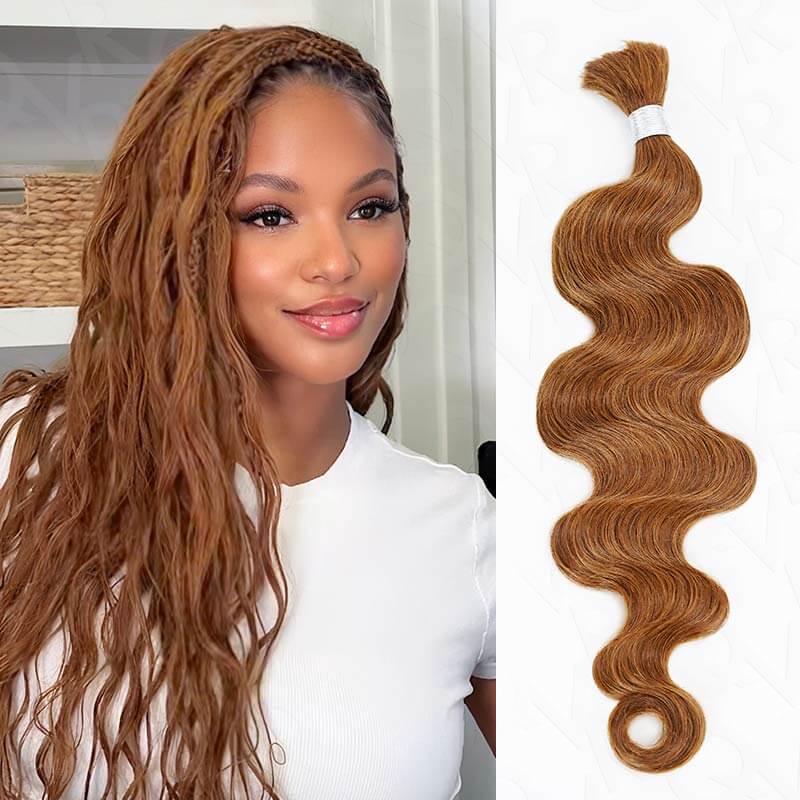 B3G1|QVR Auburn Brown Body Wave Bulk Human Hair Extensions for Boho Knotless Braiding