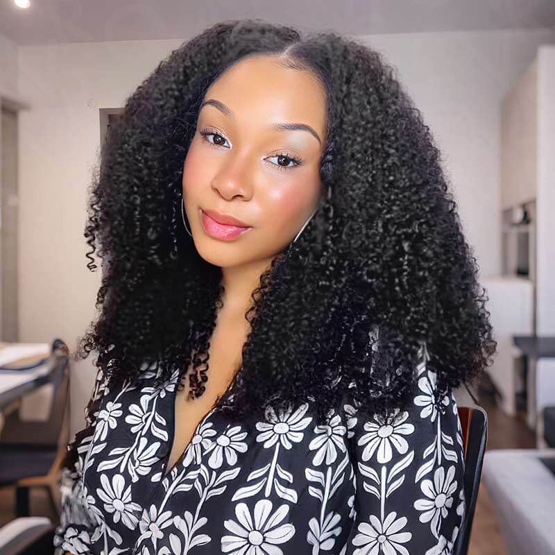 QVR 1 Pack Burmese Kinky Curly Feather Crochet Human Hair Extension