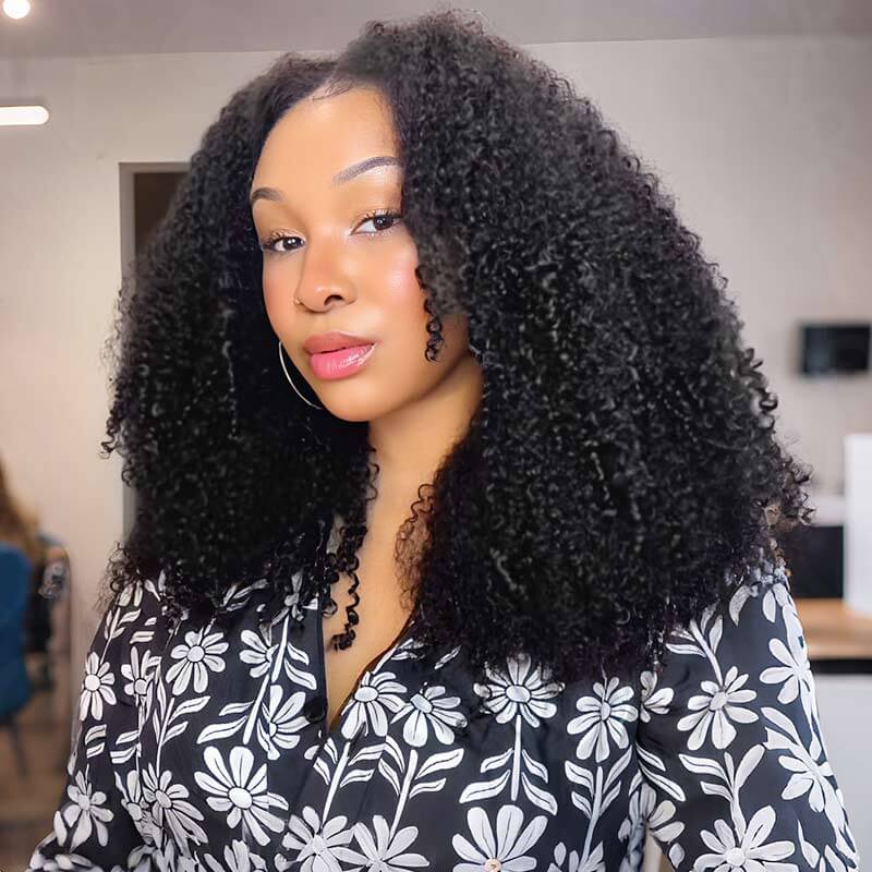 QVR 1 Pack Burmese Kinky Curly Feather Crochet Human Hair Extension