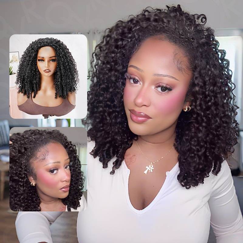 US Only|QVR #1B Burmese Curly Half Wig