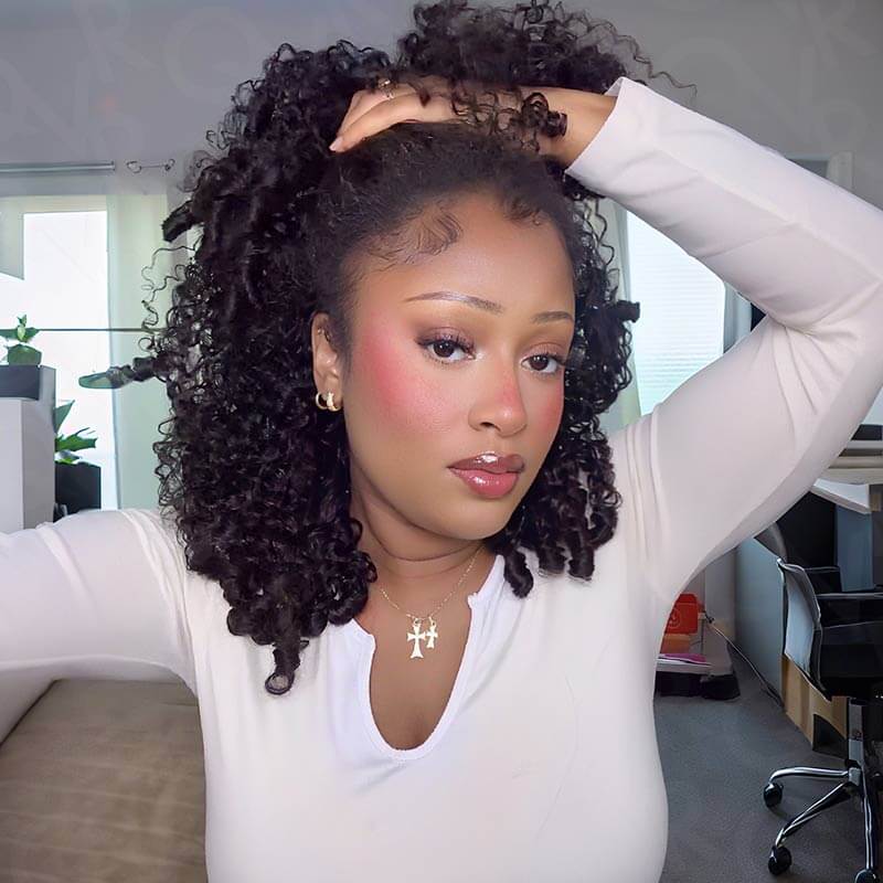 US Only|QVR #1B Burmese Curly Half Wig