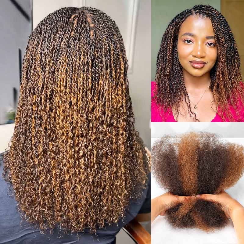 50% OFF|Muti Brown Combo Afro Kinky Bulk Human Hair