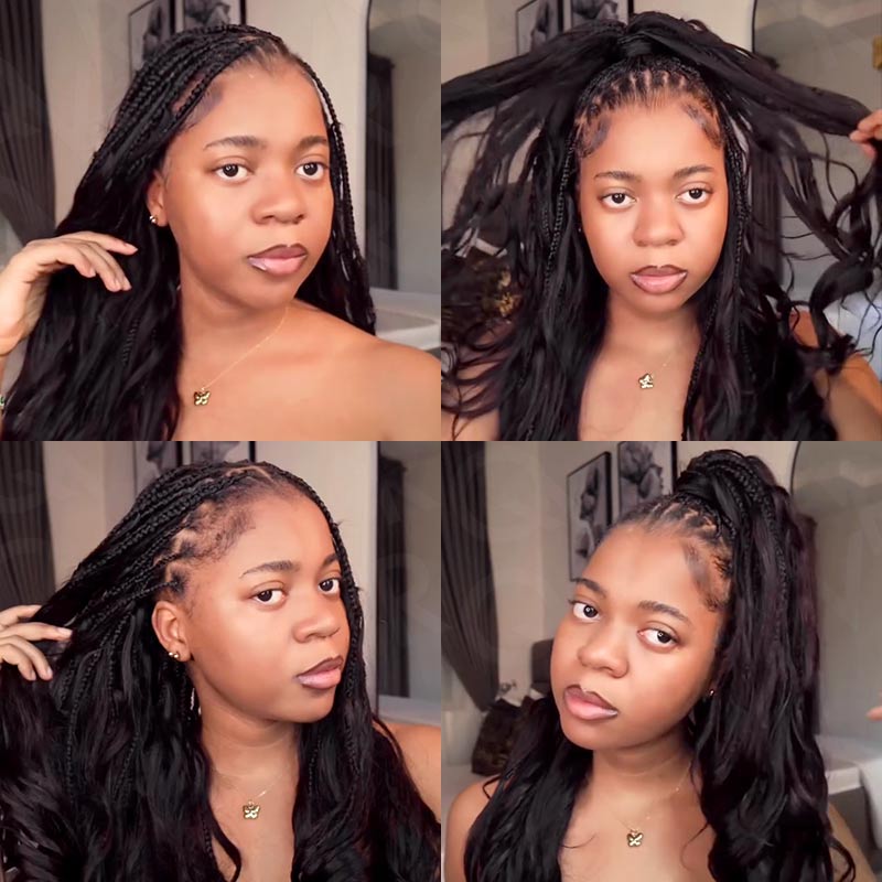 B3G1|QVR Natural Black Bulk Human HairExtensions for Boho Knotless Braiding