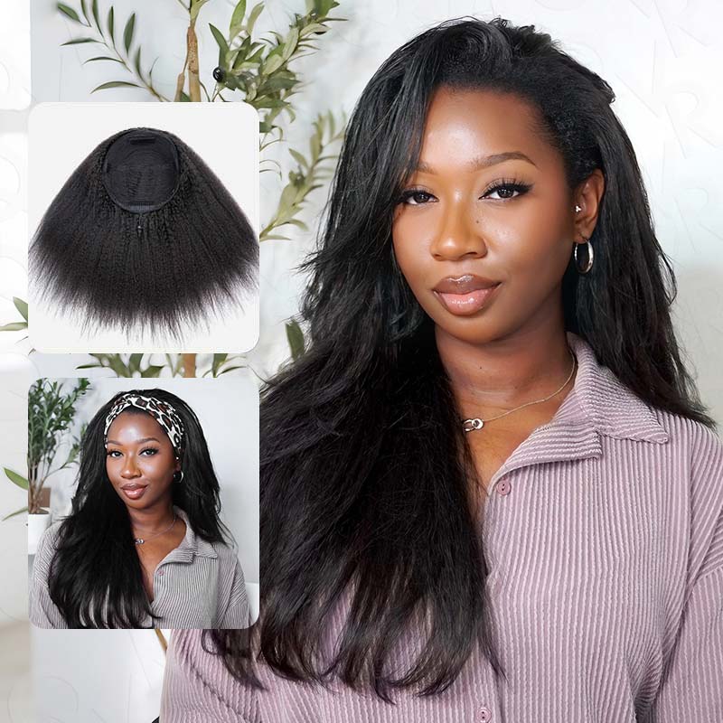 US Only|QVR #1B Kinky Straight Half Wig