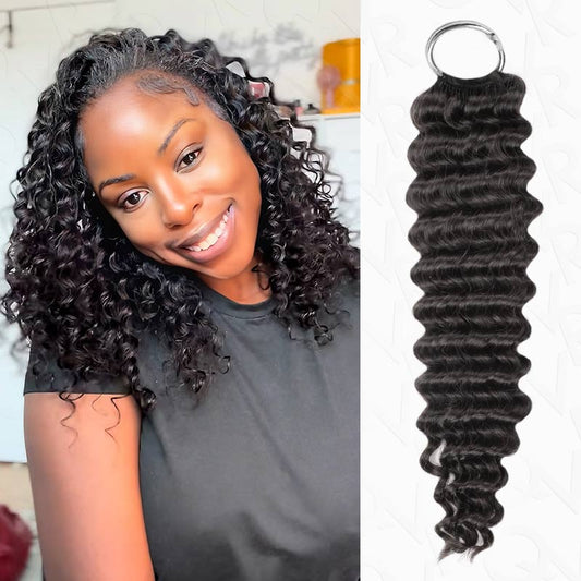 Extensión de cabello humano de ganchillo QVR 1 paquete de ondas profundas y plumas