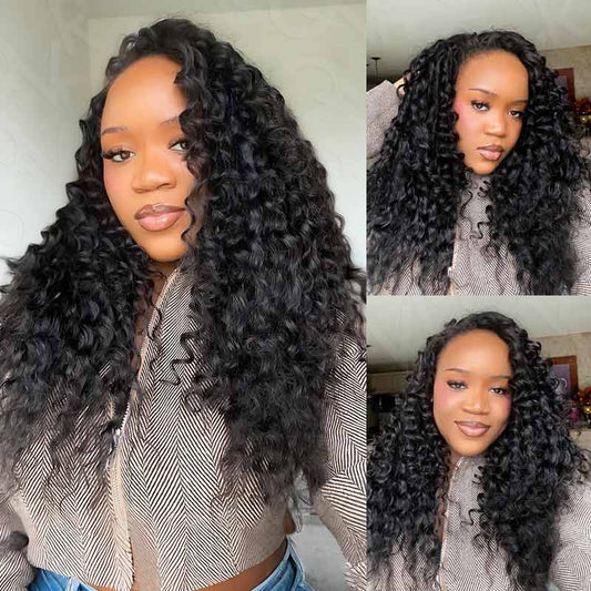 QVR Premium Chinese Hair Deep Wave Virgin Human Crochet Hair Natural Black Machine Made Feather Crochet Hairstyles