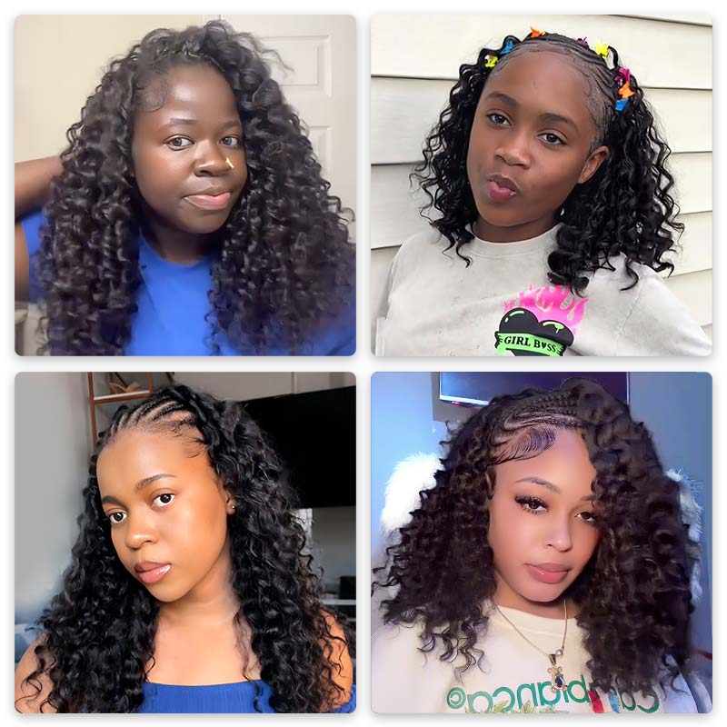QVR 1 Pack Deep Wave Feather Crochet Human Hair Extension