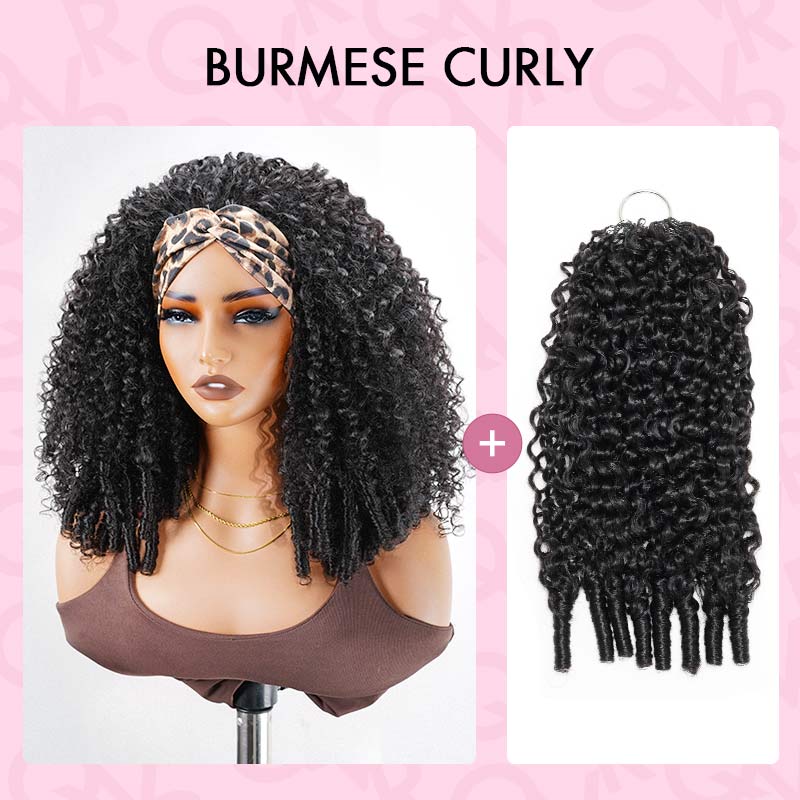 FIXED PRICE|QVR Brown Highlight Miracle Knots X Half Wig Hack Seamless Miracle Braids Human Hair Crochet Weave Hair Extension