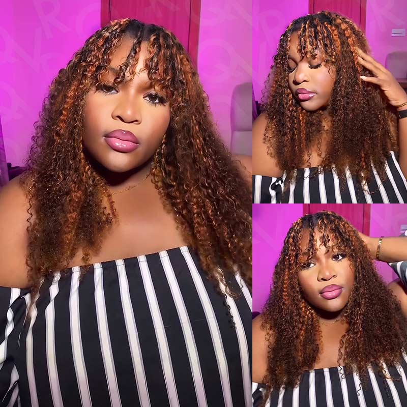 QVR Seamless Small Kinky Curly Feather Crochet Hair Highlight #P2/30 Extensiones de cabello humano hechas a máquina