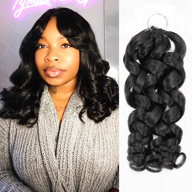 QVR French Curl Feather Crochet Human Hair Highlight #P4/27 Miracle Knots Crochet Weave Hair Extensions