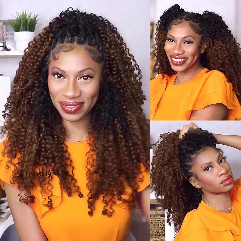 US Only|QVR #T1B/30 Burmese Curly Feather Crochet Human Hair