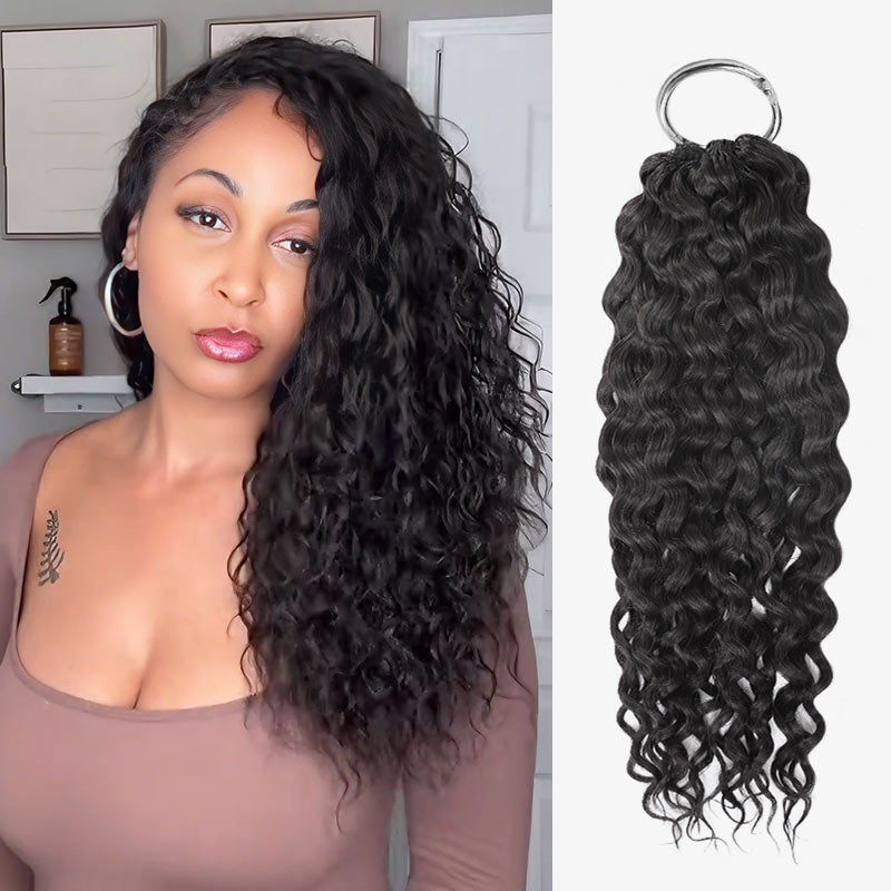 QVR 1 Pack Multi-Textures Natural Black Feather Crochet Human Hair Extension