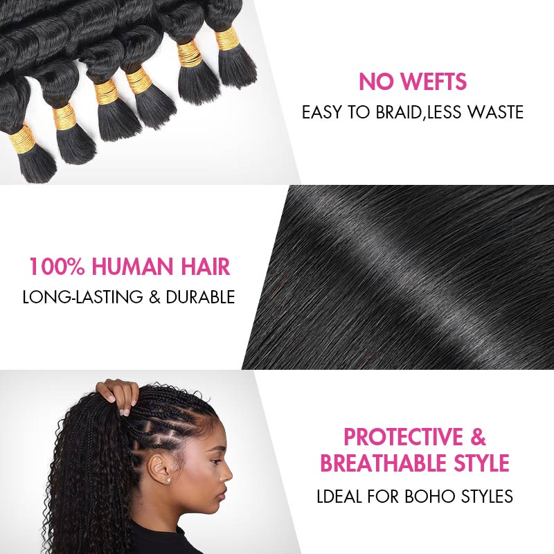 US Only|QVR #1B Water Wave Bulk Braiding Hair