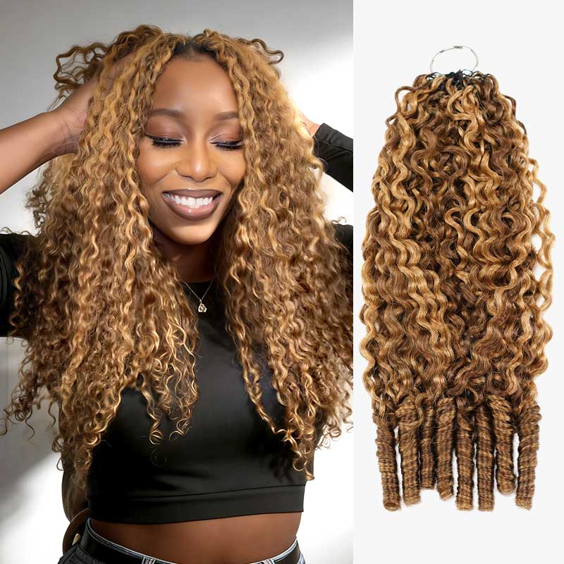 $100off Member Sale|Highlight #P4/27 Burmese Curly Crochet Weave Hair Extensions