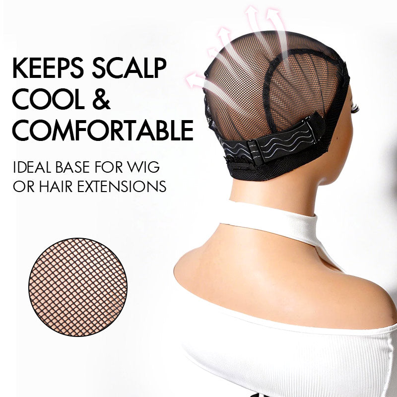 QVR Black Mesh Weaving Cap Elastic Crochet Braid Wig Caps for Making Wig