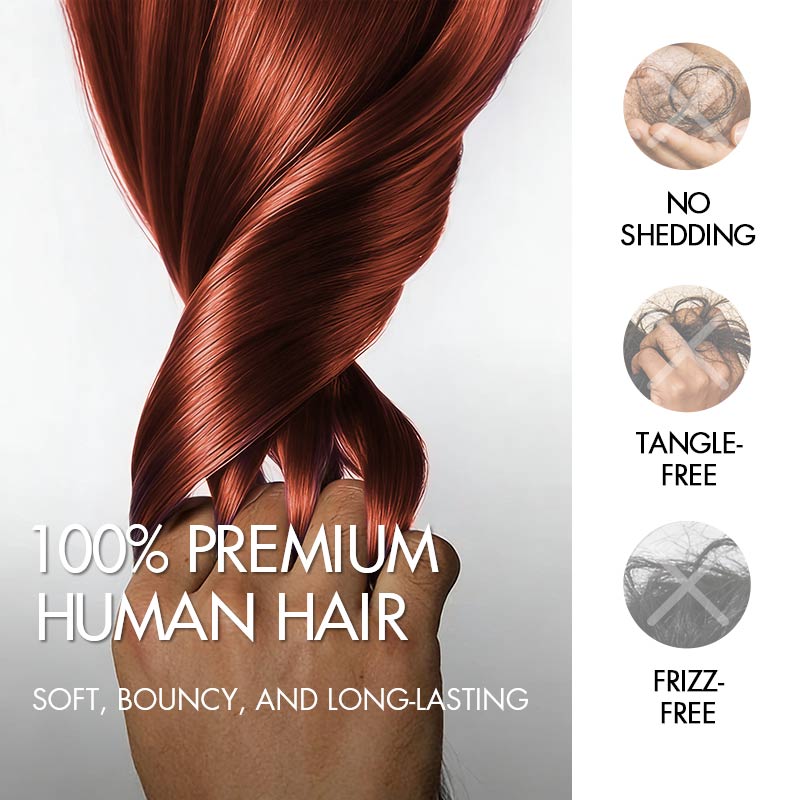 QVR Twist Curly Feather Crochet Human Hair Bright Brown #35D Machine Made Crochet Weave Hair Extensions