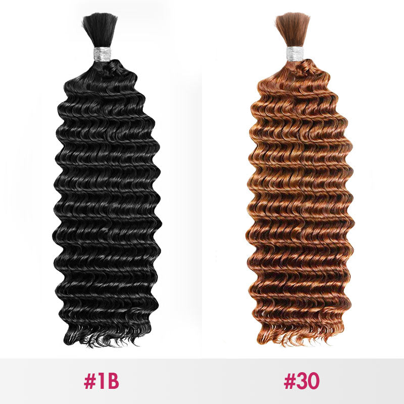 B3G1|QVR Deep Wave Boho Knotless Braids Human Bulk Hair
