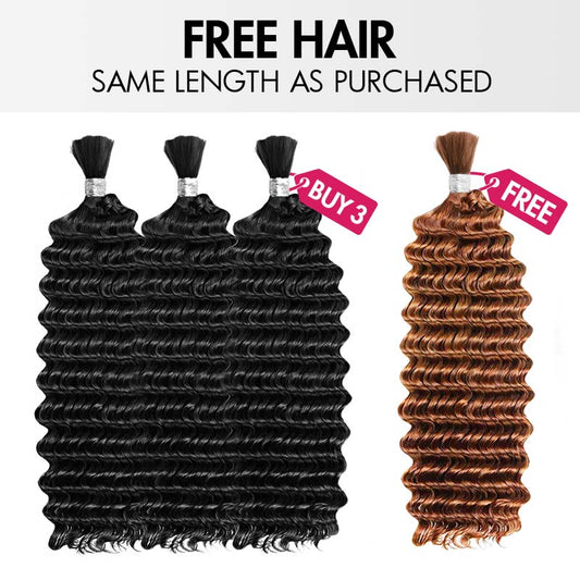 Compre 3 y obtenga 1 gratis|QVR Trenzas anudadas profundas bohemias cabello humano a granel