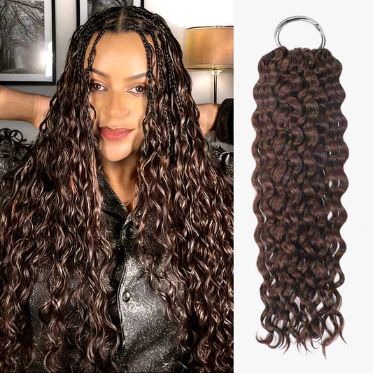 QVR Ola de Agua Nudos Milagrosos Cabello Pluma Ganchillo Pelo Humano Marrón Oscuro Extensiones de Pelo de Ganchillo