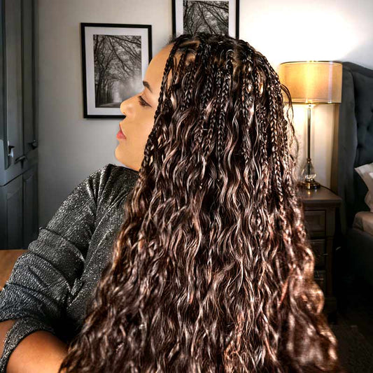 QVR Ola de Agua Nudos Milagrosos Cabello Pluma Ganchillo Pelo Humano Marrón Oscuro Extensiones de Pelo de Ganchillo