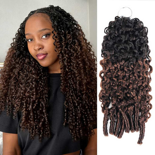 P3G5|Ombre #T1B/4 Cabello Humano Crochet Rizado Birmano Pluma