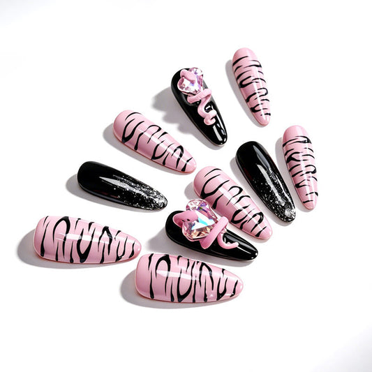 Solo EE. UU.|Uñas postizas QVR Pink Ink Sweetheart