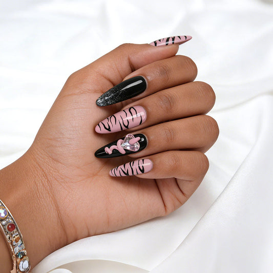 Solo EE. UU.|Uñas postizas QVR Pink Ink Sweetheart