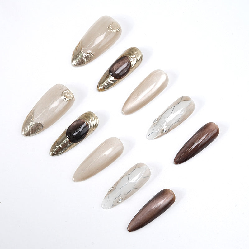 US Only|QVR Cold Brew Amber Press-On Nails