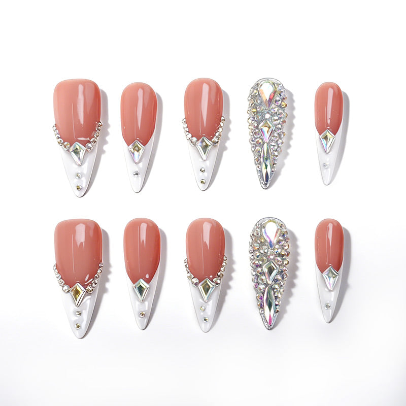 US Only|QVR Diamond Peach Glow Press-On Nails