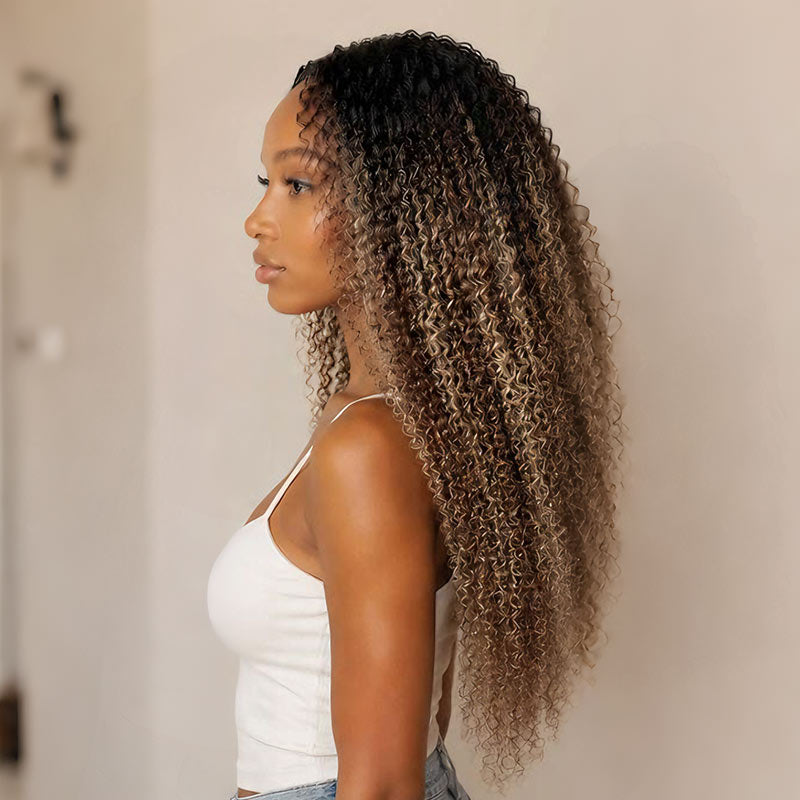 MATCH SALE|QVR Sun-Kissed Blonde Mixed Highlights Burmese Kinky Curly Crochet Hair