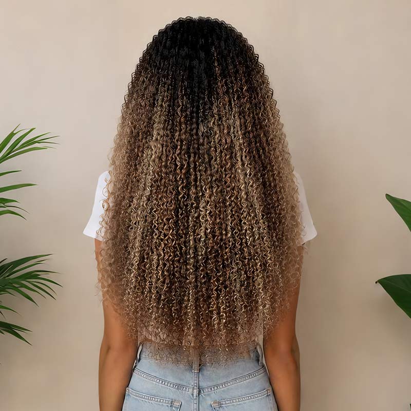 MATCH SALE|QVR Sun-Kissed Blonde Mixed Highlights Burmese Kinky Curly Crochet Hair