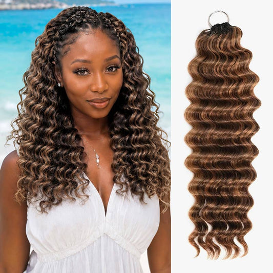 QVR Deep Wave Feather Crochet Human Hair Highlight #P4/27 Extensiones de cabello tejido de ganchillo Miracle Knots