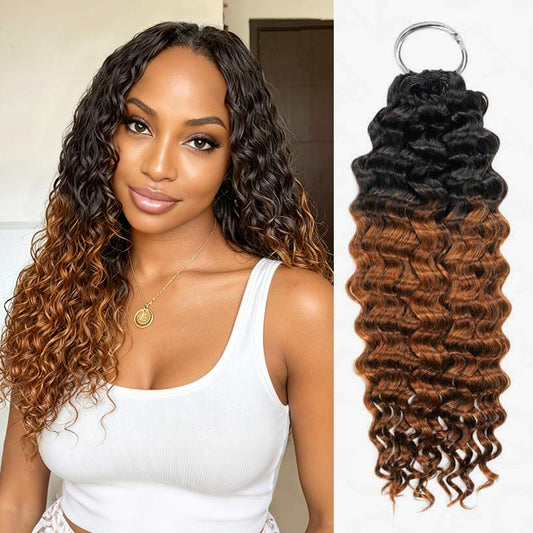 QVR #T1B/30 Extensiones de cabello humano ondulado y emplumado hechas a máquina de ganchillo
