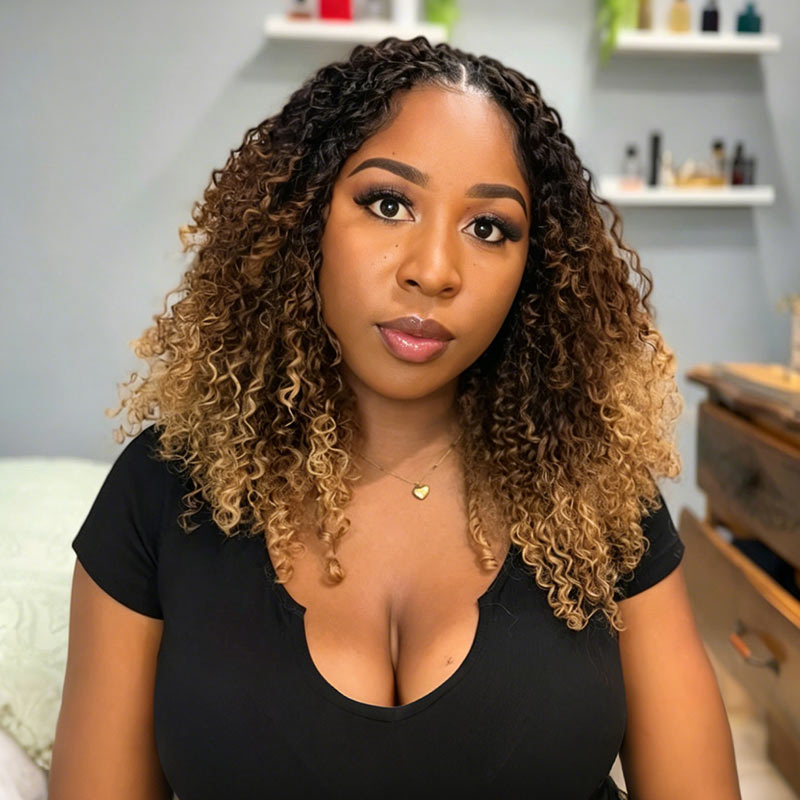 MATCH SALE|QVR #T1B/30/27 Small Kinky Curly Crochet Hair